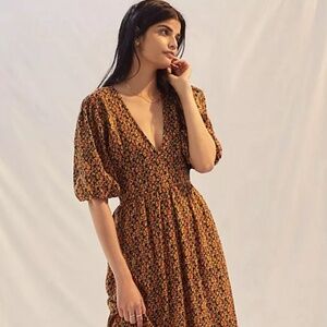 Faithfull, Romilla Linen Midi Dress, Size 12